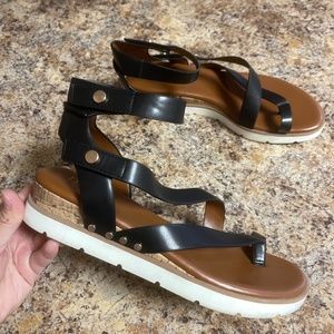Franco Sarto Black Daven Gladiator Sandals Women Size 8.5